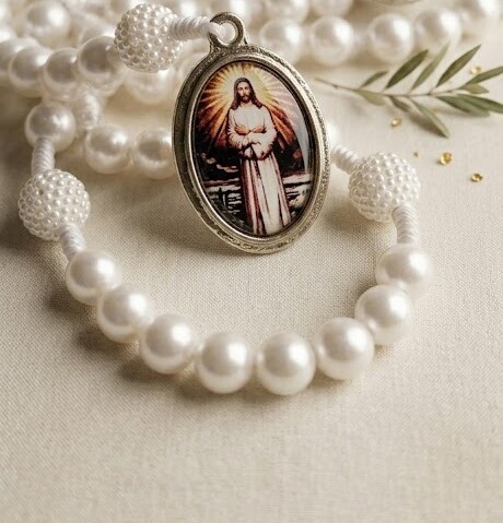 Coroa  de Nossa Senhora das Lágrimas com Pérolas- Terço catól