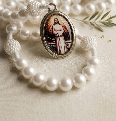Coroa  de Nossa Senhora das Lágrimas com Pérolas- Terço catól