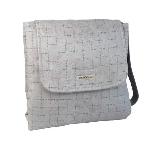 Bolsa Trocador e Porta Fraldas Grid Cinza Dois em Um