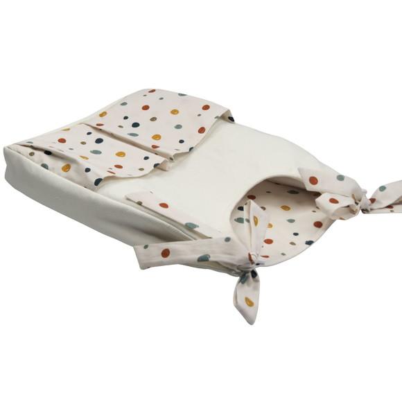 Bolsão Porta Fralda Branco Piquet Off White e Bolotas