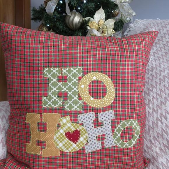 Capa Almofada Natal Lettering Hoho e Jinlge