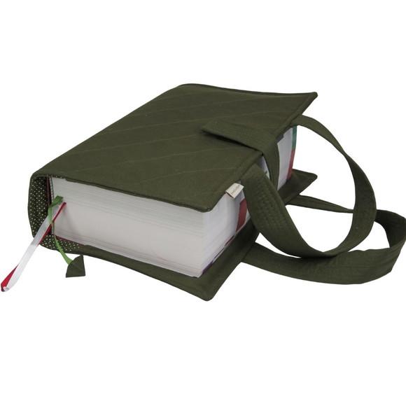 Capa para Vade Mecum em Sarja Verde Militar com Alça Mão