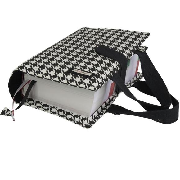 Capa para Vade Mecum Sarja Leve Preto e Branco com Alça Ombr