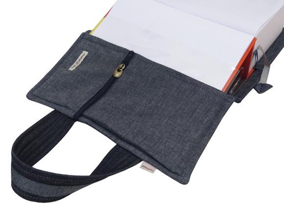 Capa Vade Mecum Jeans Quiltado com Alça Mão