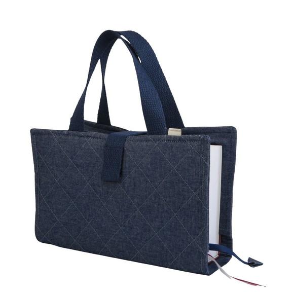Capa Vade Mecum Jeans Quiltado com Alça Mão