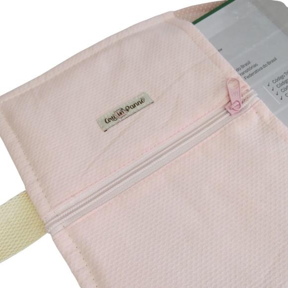 Capa Vade Mecum Piquet Rosa Bebê com Alça Mão Natural
