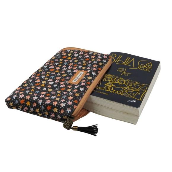 Case com Zíper para Biblía/livros Azul Floral