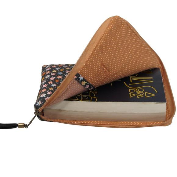 Case com Zíper para Biblía/livros Azul Floral
