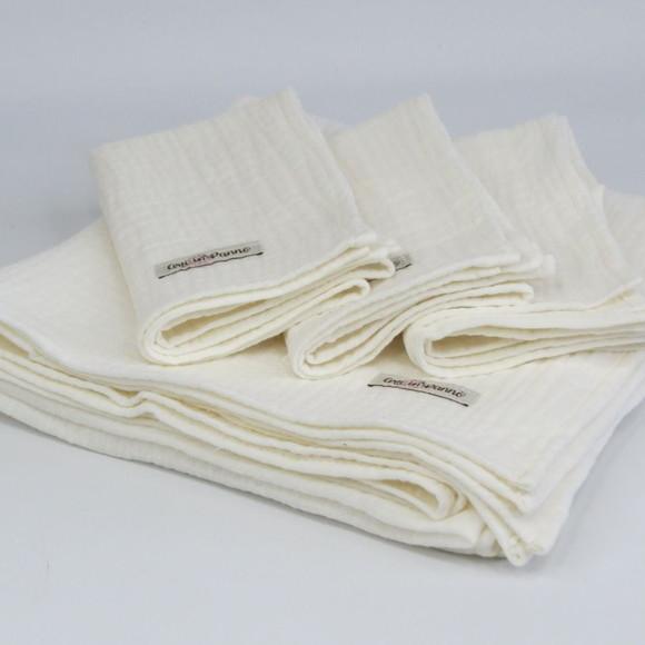 Cueiro Fraldão e Pano de Boca Gaze Algodão 100% Off White -