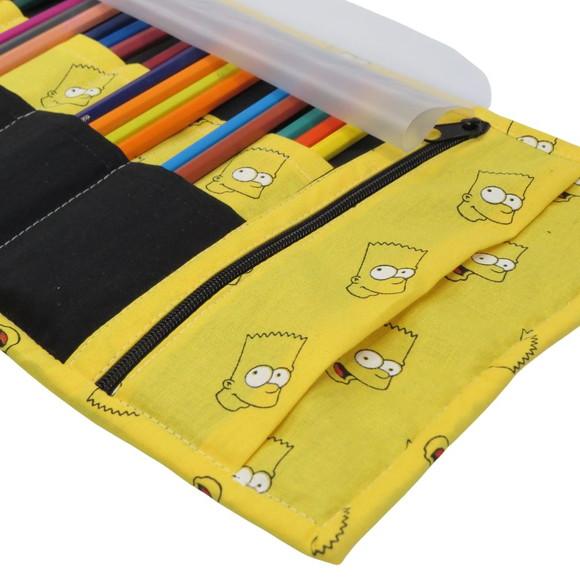 Estojo Escolar 100 Lapis de Cor com Bolso Simpson