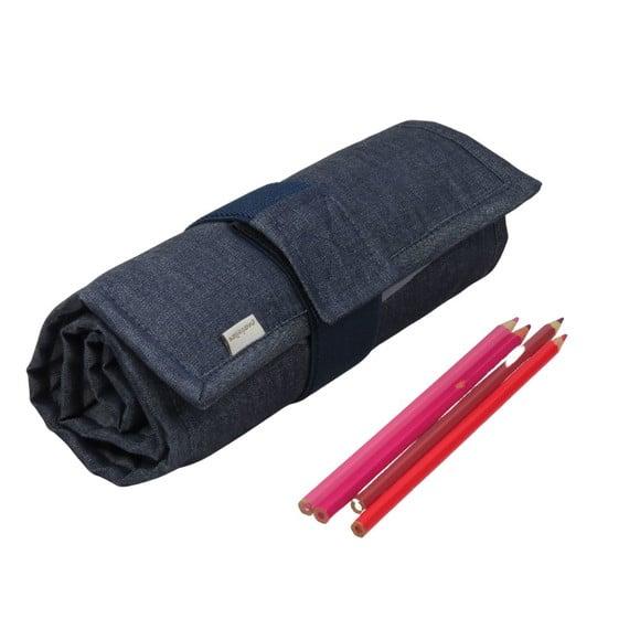 Estojo Escolar em Tecido para 100 Lápis Jeans