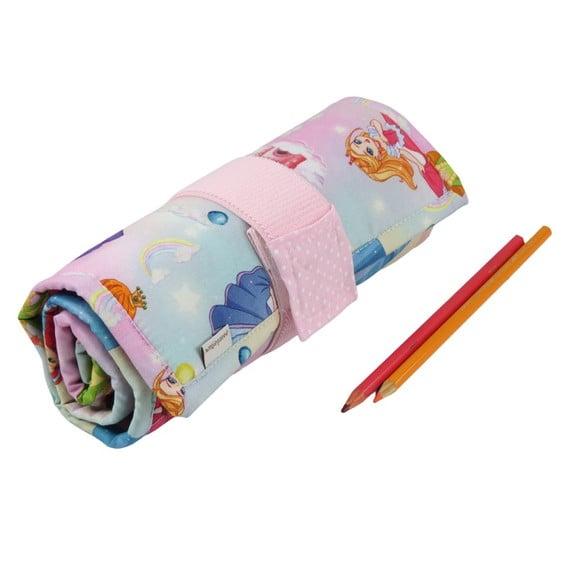 Estojo Escolar em Tecido para 50 Lápis Princesas