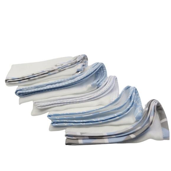 Fralda de Boca Kit5 Tons Azul e Cinza