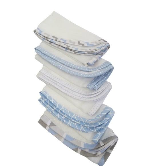 Fralda de Boca Kit5 Tons Azul e Cinza