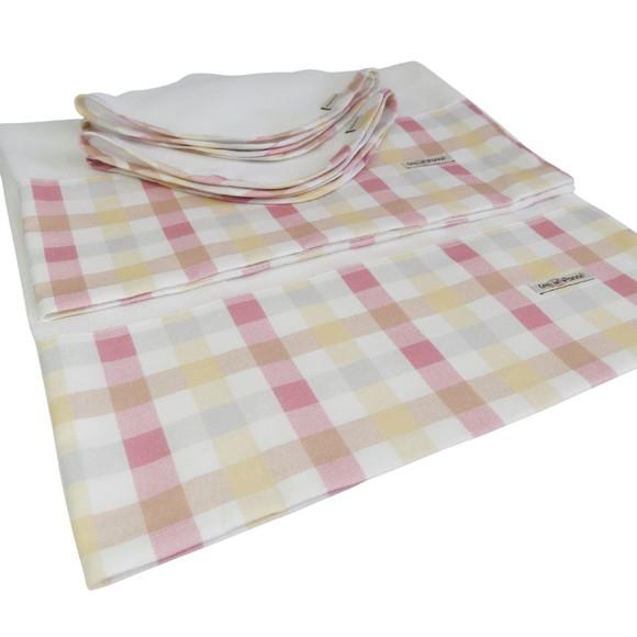 Fralda de Ombro e Boca Kit4 Xadrez Rosa