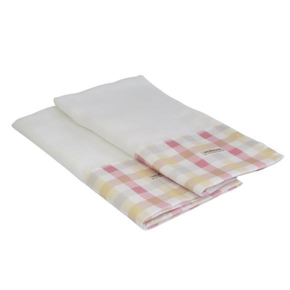 Fralda de Ombro e Boca Kit4 Xadrez Rosa
