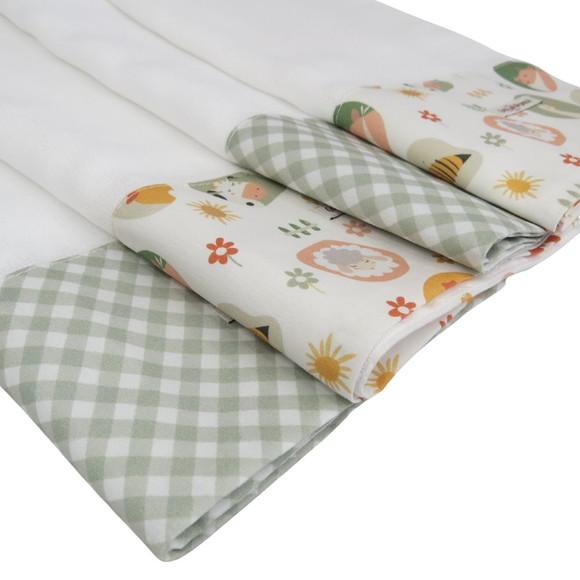 Fralda de Ombro Kit4 Vichy e Fazendinha