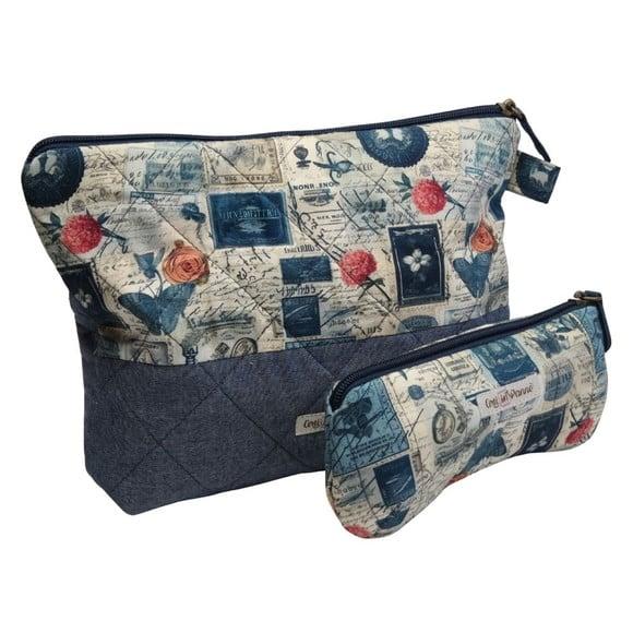 Kit Necessaire e Porta Óculos Romantica