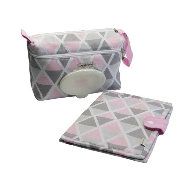 Kit Porta Fralda Lenço Umedecio e Caderneta Vacina Triangulo