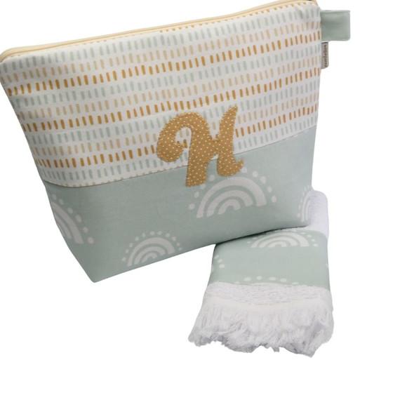 Kit Saco Organizador e Necessaire Bordada Inicial