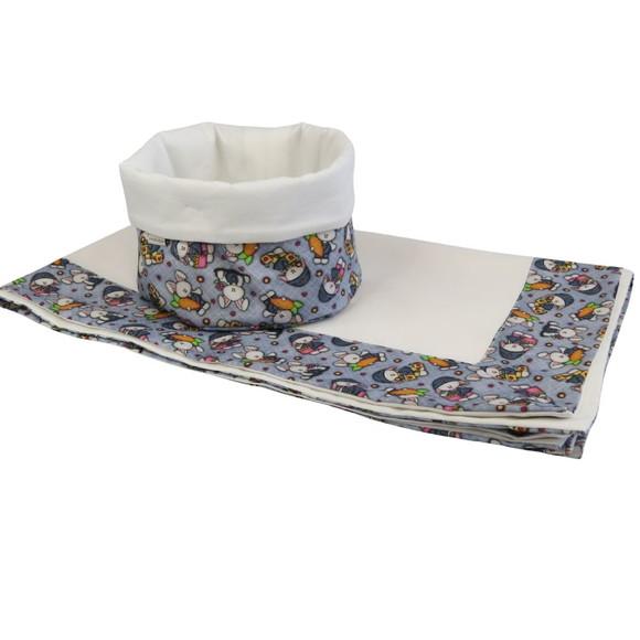 Kit Toalha de Mesa e Cesta para Pães Páscoa