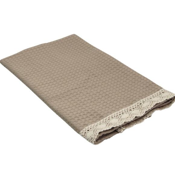 Kit3 Pano de Prato Luxo Algodão Quadriculado com Renda