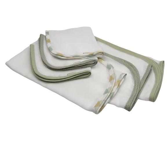 Kit6 Fraldas de Ombro e Boca Viés Geométrico Tricoline Verde