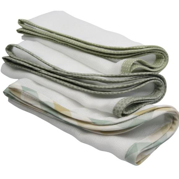 Kit6 Fraldas de Ombro e Boca Viés Geométrico Tricoline Verde