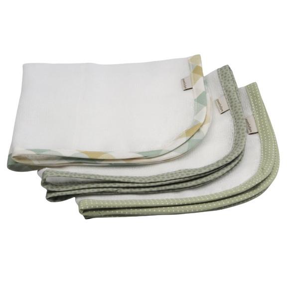 Kit6 Fraldas de Ombro e Boca Viés Geométrico Tricoline Verde