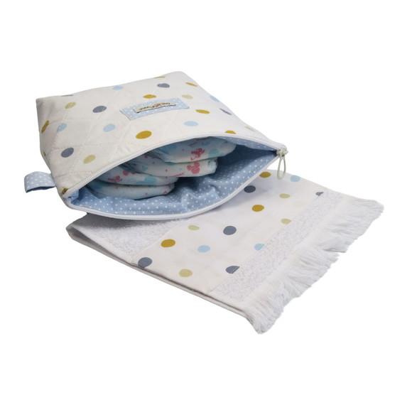 Necessaire Baby Poá com Toalha Franja