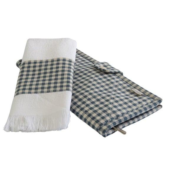 Necessaire Kit Higiene Bucal em Linho Xadrez Azul