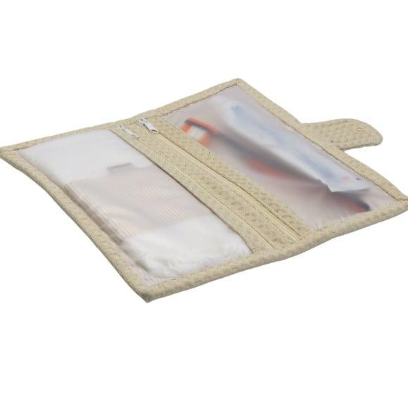 Necessaire Higiene Bucal Quadriculado Bege