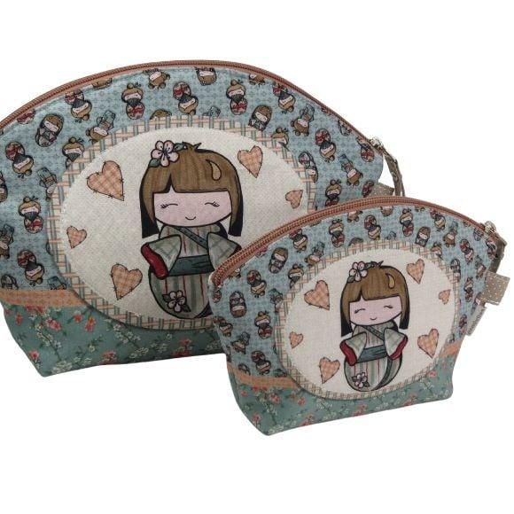 Necessaire Kokeshi em Tricoline Kit2