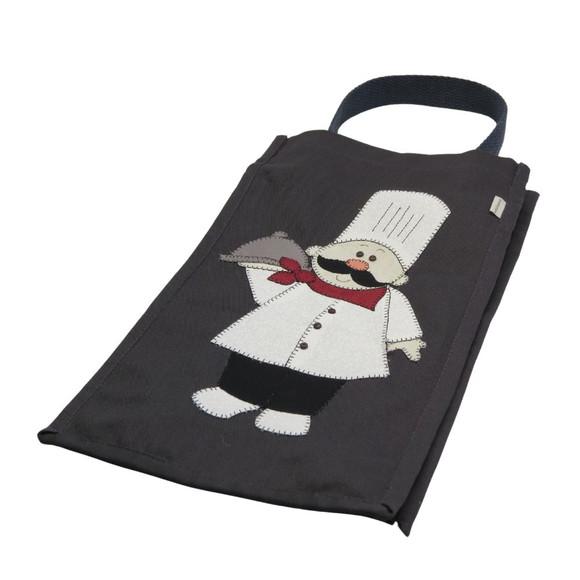 Organizador de Sacolas Sarja Cozinheiro Patch Aplique
