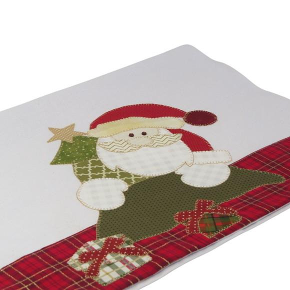 Pano de Copa Bordado em Patch Aplique Noel e Pinheiro