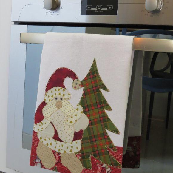 Pano de Prato Natal Bordado em Patch Aplique
