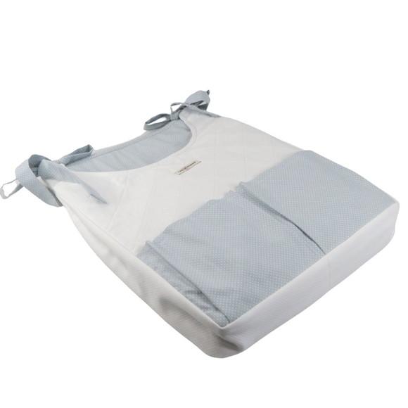 Porta Fralda Parede Piquet Branco e Poá Cinza