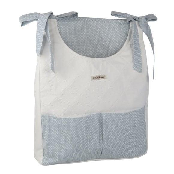 Porta Fralda Parede Piquet Branco e Poá Cinza