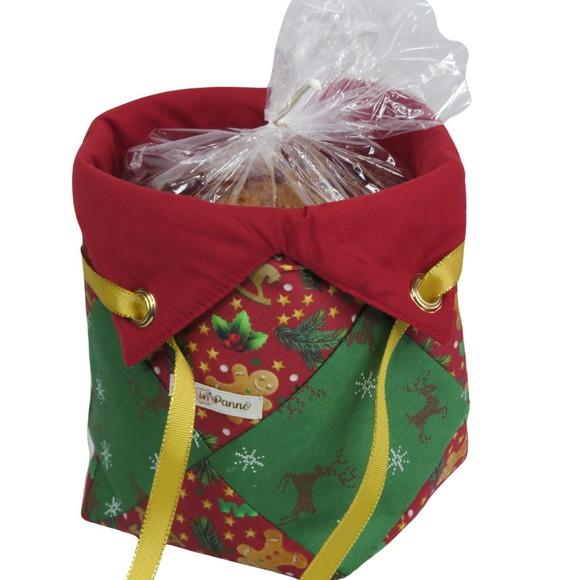 Porta Panetone Patchwork Natal Bolachinhas