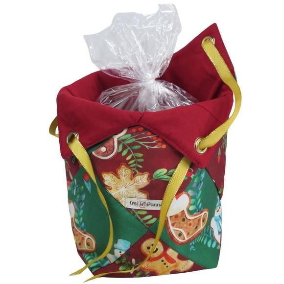 Porta Panetone Patchwork Natal Bolachinhas
