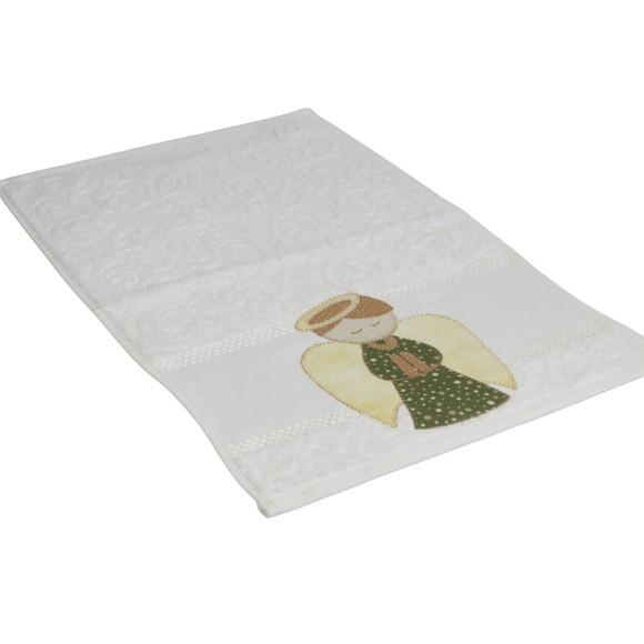 Toalha de Lavabo Anjo Bordada em Ponto Caseado