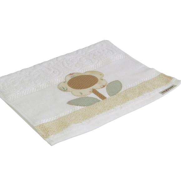 Toalha de Lavabo Girassol Patch Aplique Bordada