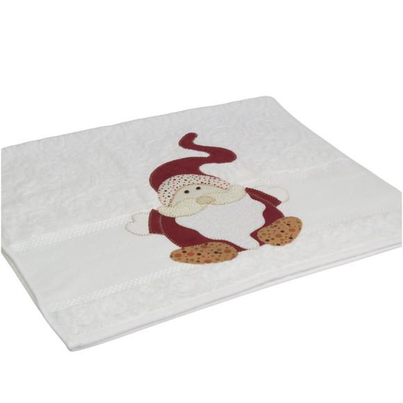 Toalha de Rosto Natal Bordada Papai Noel Barba Longa