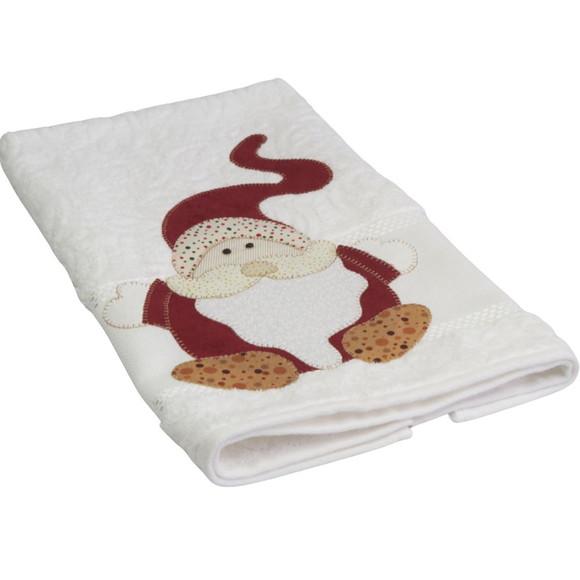 Toalha de Rosto Natal Bordada Papai Noel Barba Longa