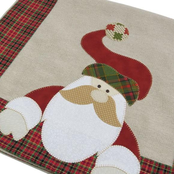 Trilho de Mesa em Linho com Barrado Papai Noel Moderno