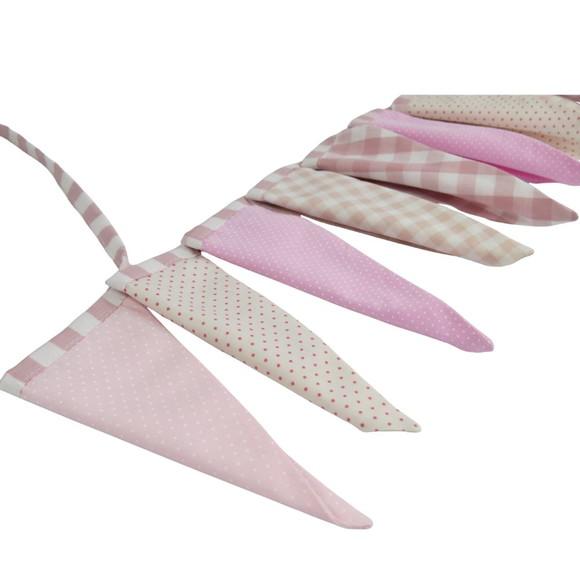 Varal de Bandeirinhas em Tecido Geométrico Tons Rosa