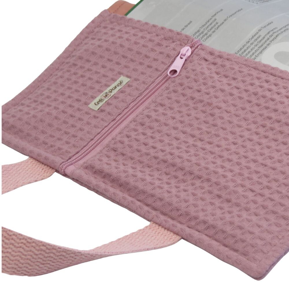 Capa para Vade Mecum Favo Rosa Antigo com Alça de Mão em Algod?