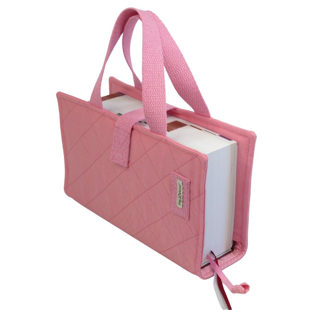 Capa para Vade Mecum Rosa Chiclete com Alça de Mão em Algodão