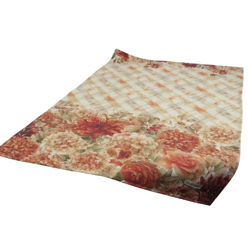 Pano de Prato Floral Hortênsias e Rosas | Pano de Prato Artesana