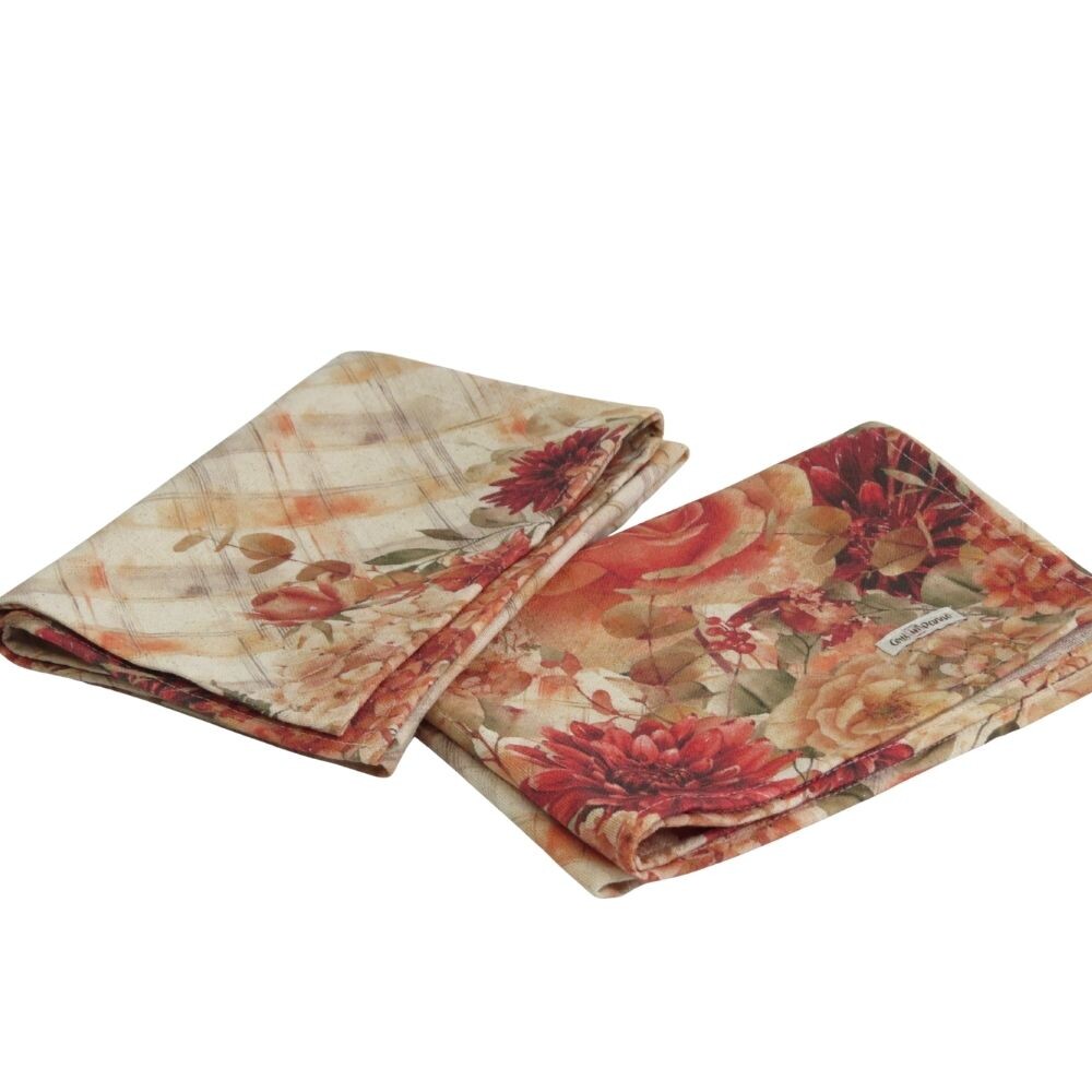 Pano de Prato Floral Hortênsias e Rosas | Pano de Prato Artesana